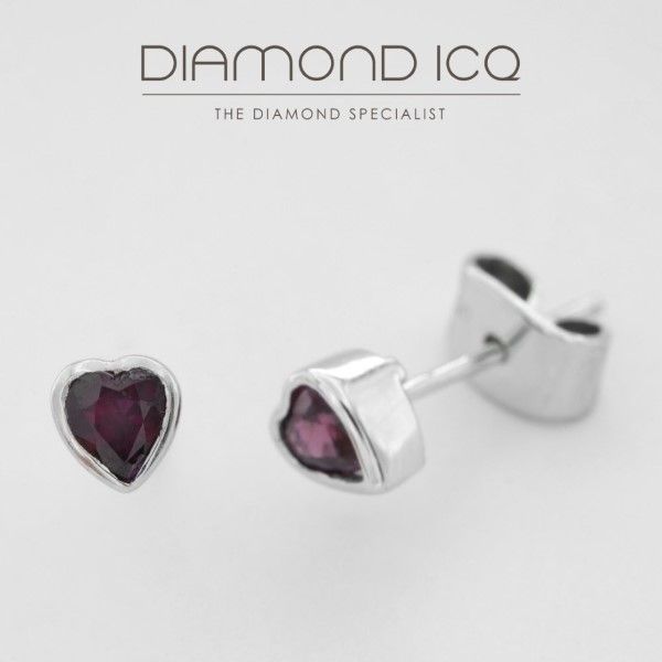 14K White Gold Ruby Diamond Earring Pair with 0.6 Carat